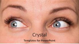  Presentation with human face - Presentation design consisting of face of beautiful young woman background and a coral colored foreground