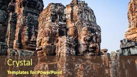  Presentation with temple - PPT theme having face of bodhisattva avalokitesvara background and a tawny brown colored foreground