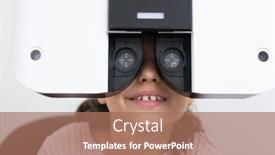  Presentation with eyesight - Slide deck with face-of-happy-elementary-schoolgirl background and a coral colored foreground