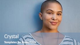  Presentation with proud american - Cool new slide deck with face of proud and satisfied backdrop and a teal colored foreground