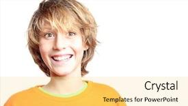  Presentation with teen - PPT theme having face of ptre teen boy background and a blonde colored foreground