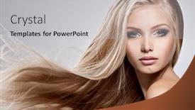  Presentation with long hair - Theme featuring face-of-the-beautiful-young background and a light gray colored foreground