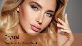  Presentation with curly hair - Cool new PPT theme with face of white woman smokey backdrop and a red colored foreground