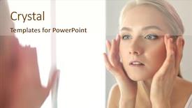 Presentation with mirror reflection - PPT theme featuring face of young beautiful healthy background and a cream colored foreground