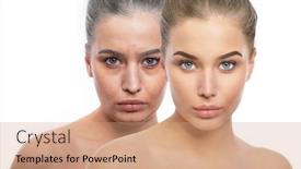  Presentation with hydration - Presentation design consisting of face-of-young-fresh-beautiful background and a coral colored foreground