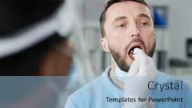  Presentation with male nurse - PPT theme featuring face-of-young-male-patient background and a light blue colored foreground