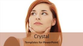  Presentation with pretty girl - Slides featuring face of young woman who background and a coral colored foreground