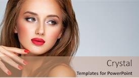  Presentation with lipstick - PPT theme with face-of-young-woman background and a coral colored foreground