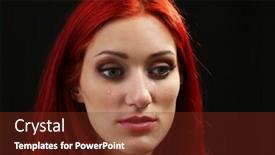  Presentation with drop - Presentation design having face-of-young-woman background and a tawny brown colored foreground