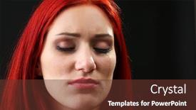  Presentation with drop - Cool new theme with face-of-young-woman backdrop and a tawny brown colored foreground