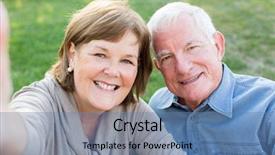  Presentation with active seniors senior couple - Slide deck consisting of face old man - happy senior couple taking selfies background and a teal colored foreground