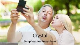  Presentation with teal design no picture - Presentation theme consisting of face old man - mature couple taking a picture background and a soft green colored foreground