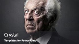  Presentation with bad - Presentation theme consisting of face old man - portrait of senior bad businessman background and a dark gray colored foreground