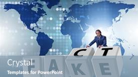  Presentation with concept - Slide set consisting of face-or-fact-concept background and a light blue colored foreground