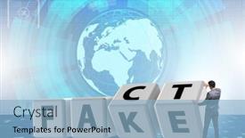  Presentation with concept - Audience pleasing slide set consisting of face-or-fact-concept backdrop and a light blue colored foreground