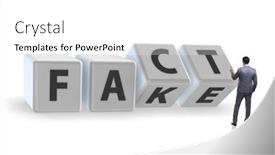  Presentation with concept - Colorful presentation design enhanced with face-or-fact-concept backdrop and a white colored foreground