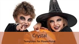  Presentation with costume - Beautiful theme featuring face paint - boy and girl wearing halloween backdrop and a red colored foreground