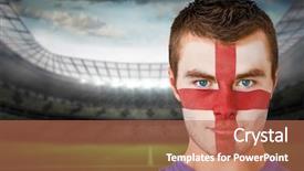  Presentation with england football - Presentation with world cup soccer - composite image of serious young background and a tawny brown colored foreground