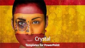  Presentation with effect - Slide set with face paint against spain flag background and a tawny brown colored foreground