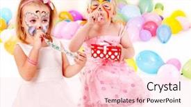  Presentation with happy birthday - Beautiful PPT theme featuring face painting - child happy birthday party backdrop and a lemonade colored foreground