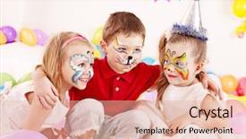  Presentation with children birthday - Cool new theme with face painting - children happy birthday party backdrop and a lemonade colored foreground