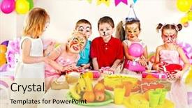  Presentation with children birthday - Amazing presentation theme having face painting - group of children happy birthday backdrop and a yellow colored foreground