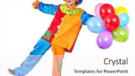  Presentation with happy birthday - Presentation theme with face painting - happy cheerful birthday clown keeps background and a white colored foreground