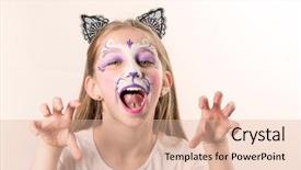  Presentation with teen girl tech - Slide set enhanced with face painting of a cat background and a lemonade colored foreground