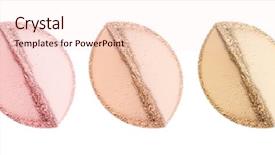  Presentation with blush - Presentation enhanced with face powder smears of blush for face cosmetic smears isolated on white background background and a lemonade colored foreground