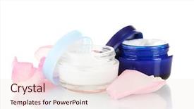  Presentation with pink roses - Beautiful PPT theme featuring skin care products - face ream with pink roses backdrop and a lemonade colored foreground