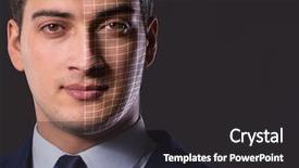  Presentation with recognition - Cool new PPT theme with recognition concept with businessman portrait backdrop and a dark gray colored foreground