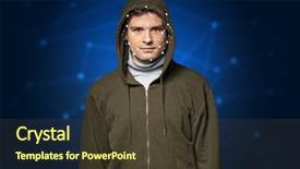  Presentation with face recognition security - Presentation design consisting of face recognition with mesh cyber background and a tawny brown colored foreground
