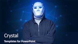  Presentation with face recognition security - Amazing slide deck having face recognition with mesh cyber backdrop and a navy blue colored foreground
