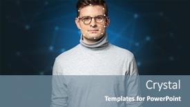  Presentation with face recognition security - Colorful presentation design enhanced with face recognition with mesh cyber backdrop and a seafoam green colored foreground