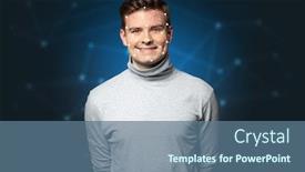  Presentation with face recognition security - Colorful PPT theme enhanced with face-recognition-with-mesh-cyber backdrop and a ocean colored foreground