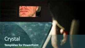  Presentation with car - Beautiful PPT theme featuring face reflected in the car backdrop and a ocean colored foreground