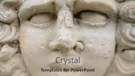  Presentation with ancient ruins - PPT layouts enhanced with face-relief-on-the-ruins background and a coral colored foreground