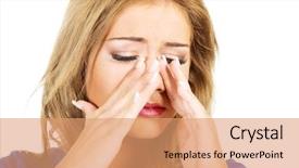  Presentation with pain - Colorful presentation theme enhanced with face sinuses - beautiful young woman with sinus backdrop and a coral colored foreground