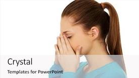  Presentation with face pain - Audience pleasing presentation design consisting of face sinuses - teen woman suffering from sinus backdrop and a  colored foreground