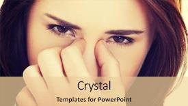  Presentation with pain - Presentation design consisting of face sinuses - woman with sinus pressure pain background and a  colored foreground