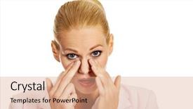  Presentation with pressure washing business proposal pre - Audience pleasing PPT theme consisting of face sinuses - young business woman with sinus backdrop and a  colored foreground