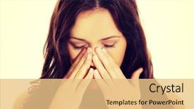  Presentation with sphenoid sinus - PPT theme enhanced with face sinuses - young woman suffering from sinus background and a coral colored foreground