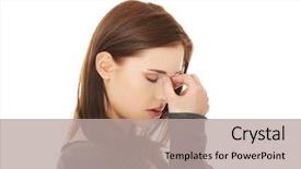 Presentation with face pain - Cool new slides with face sinuses - young woman with sinus pressure backdrop and a  colored foreground