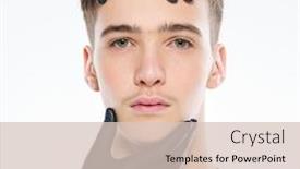  Presentation with skin surgery - Colorful slide set enhanced with face-skin-check-beautician-touching backdrop and a lemonade colored foreground