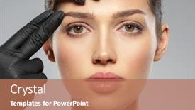  Presentation with skin surgery - Amazing presentation design having face-skin-check-before-plastic backdrop and a coral colored foreground