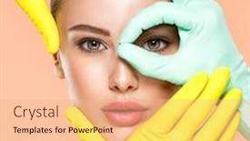  Presentation with skin surgery - Amazing presentation theme having face-skin-check-before-plastic backdrop and a coral colored foreground