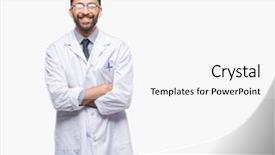  Presentation with special education young adult man - Slide deck having face smiling with crossed arms background and a white colored foreground