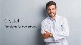  Presentation with professional - Colorful slides enhanced with face smiling with crossed arms backdrop and a light gray colored foreground