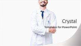  Presentation with scientist - Beautiful slides featuring face smiling with crossed arms backdrop and a  colored foreground