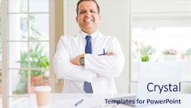  Presentation with medical laptop - Beautiful slide deck featuring face smiling with crossed arms backdrop and a  colored foreground